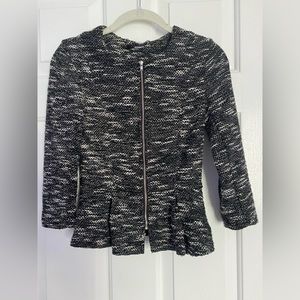 H&M zipper peplum blazer black & white tweed